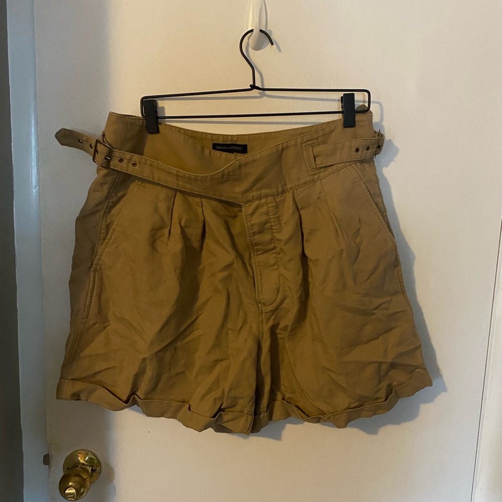 Banana Republic Tan High Waist Shorts with Adjustable Waist